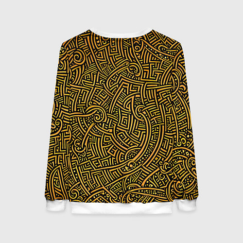 Женский свитшот Золотые узоры на черном фоне / 3D-Белый – фото 2