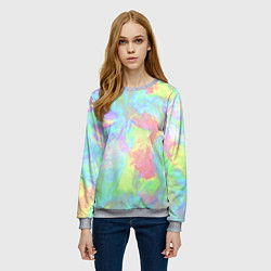 Свитшот женский Абстракция смесь красок, цвет: 3D-меланж — фото 2