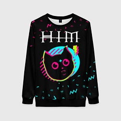 Свитшот женский HIM - rock star cat, цвет: 3D-черный
