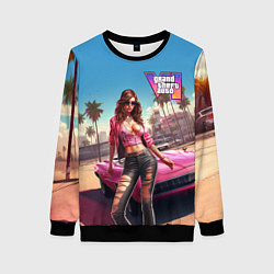 Свитшот женский GTA 6 girl logo, цвет: 3D-черный