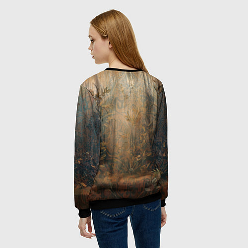 Женский свитшот Милый и довольный лисёнок / 3D-Черный – фото 4