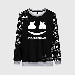 Свитшот женский Marshmello белое лого, цвет: 3D-меланж