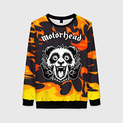 Свитшот женский Motorhead рок панда и огонь, цвет: 3D-черный