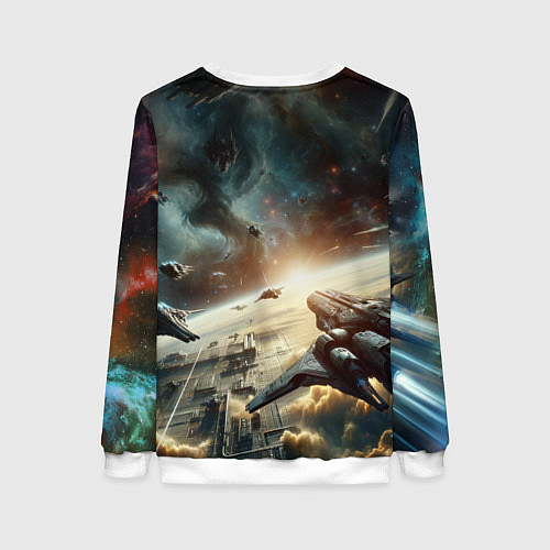 Женский свитшот Масс эффект - космос / 3D-Белый – фото 2