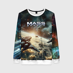 Свитшот женский Масс эффект - космос, цвет: 3D-белый