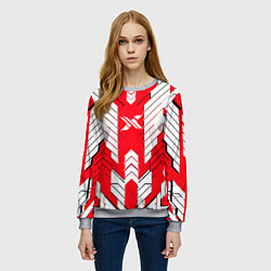 Свитшот женский Красно-белая броня, цвет: 3D-меланж — фото 2