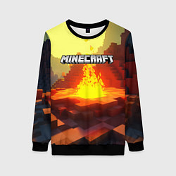 Свитшот женский Minecraft костер и лого, цвет: 3D-черный