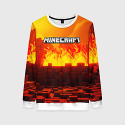 Свитшот женский Minecraft огненная стена, цвет: 3D-белый