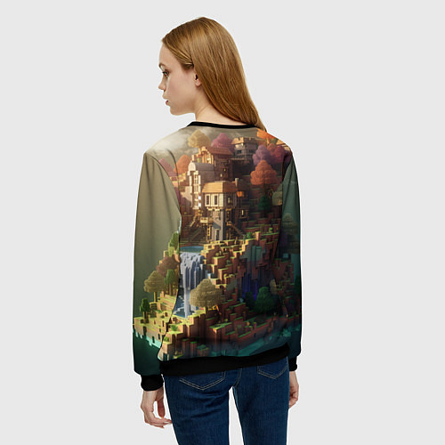 Женский свитшот Minecraft logo горы и реки / 3D-Черный – фото 4