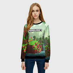 Свитшот женский Minecraft logo квадратный мир игры, цвет: 3D-черный — фото 2