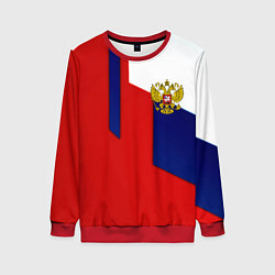 Свитшот женский Спортивная текстура герб России, цвет: 3D-красный