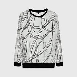 Свитшот женский Монохромные завитки, цвет: 3D-черный