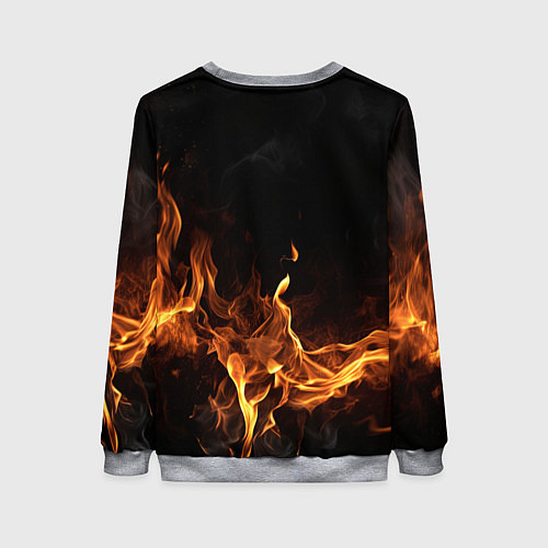 Женский свитшот Palworld логотип на черном фоне с огнем / 3D-Меланж – фото 2