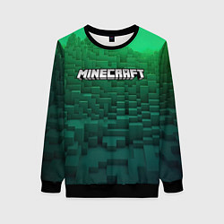 Свитшот женский Minecraft logo green, цвет: 3D-черный
