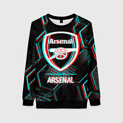 Женский свитшот Arsenal FC в стиле glitch на темном фоне