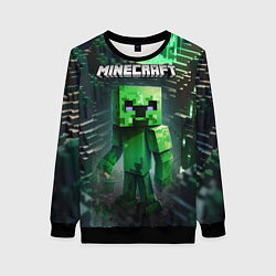 Свитшот женский Minecraft зеленый персонаж, цвет: 3D-черный