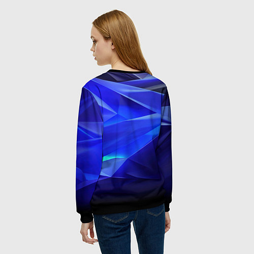 Женский свитшот Black and blue abstract background sport style / 3D-Черный – фото 4