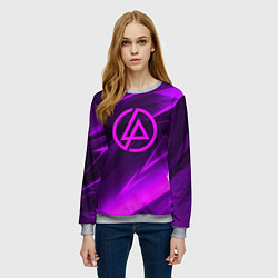 Свитшот женский Linkin park neon stripes logo, цвет: 3D-меланж — фото 2