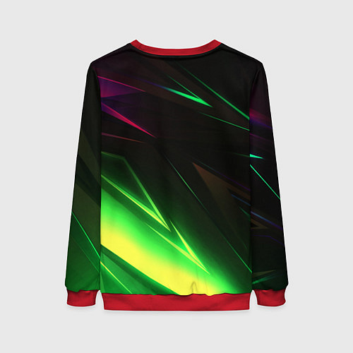 Женский свитшот Geometry stripes кислотный неон / 3D-Красный – фото 2