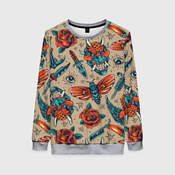Свитшот женский Tattoo art, цвет: 3D-меланж