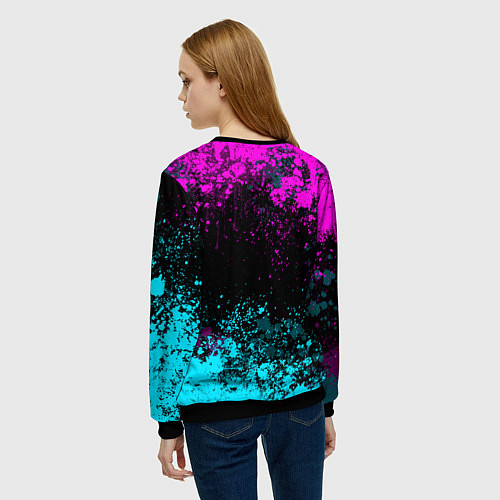 Женский свитшот Роблокс - неоновые брызги / 3D-Черный – фото 4