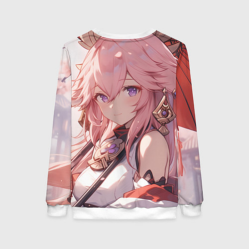 Женский свитшот Genshin Impact Яэ Miko smile / 3D-Белый – фото 2
