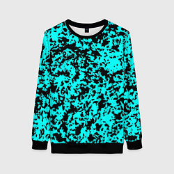 Женский свитшот Пятнистый яркий чёрно-голубой