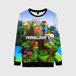 Свитшот женский Minecraft pixel world, цвет: 3D-черный