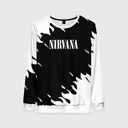 Свитшот женский Nirvana текстура огонь, цвет: 3D-белый
