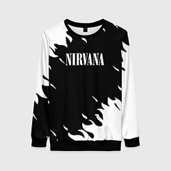 Свитшот женский Nirvana текстура огонь, цвет: 3D-черный