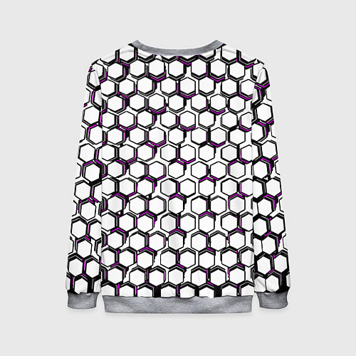 Женский свитшот Киберпанк узор из шестиугольников розовый / 3D-Меланж – фото 2