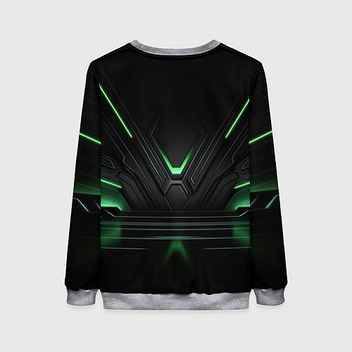 Женский свитшот Футуристическая абстракция с зеленым неоновым свет / 3D-Меланж – фото 2