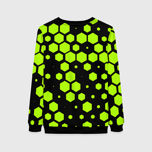 Женский свитшот Зеленые соты киберпанк / 3D-Черный – фото 2