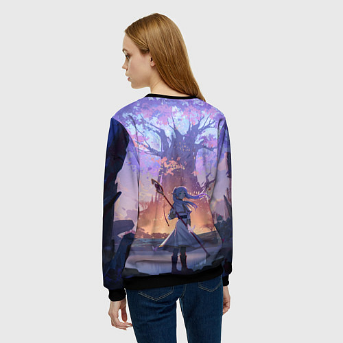 Женский свитшот Sousou no Frieren Фрирен tree / 3D-Черный – фото 4