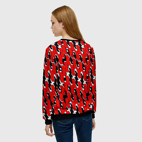 Женский свитшот Техно узор красный / 3D-Черный – фото 4