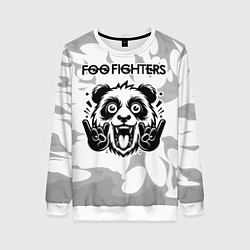 Женский свитшот Foo Fighters рок панда на светлом фоне