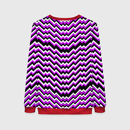 Женский свитшот Фиолетовые и белые ломаные линии / 3D-Красный – фото 2