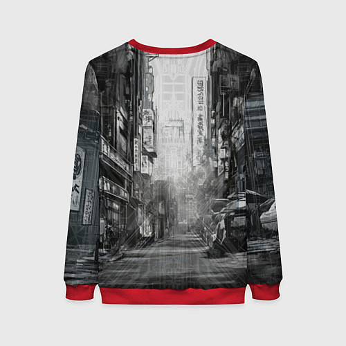 Женский свитшот Городской андроид / 3D-Красный – фото 2