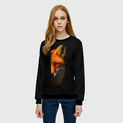Свитшот женский Морда рыжей лисы, цвет: 3D-черный — фото 2