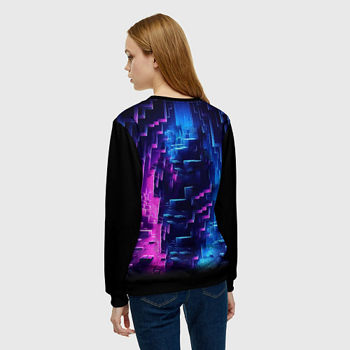 Женский свитшот Minecraft - neon character ai art / 3D-Черный – фото 4