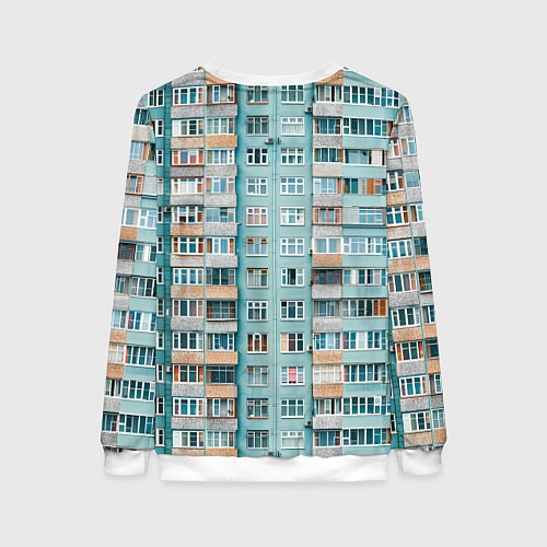 Женский свитшот Хрущёвка в голубых тонах / 3D-Белый – фото 2