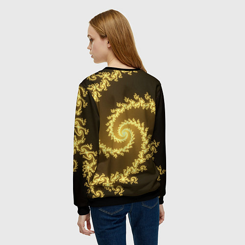 Женский свитшот Желтая спираль фракталов / 3D-Черный – фото 4