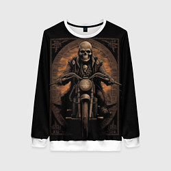 Женский свитшот Старый скелет едет на старом мотоцикле