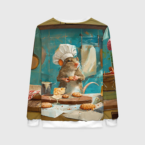 Женский свитшот Крыса шеф повар на кухне / 3D-Белый – фото 2