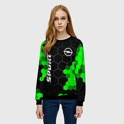 Свитшот женский Opel green sport hexagon, цвет: 3D-черный — фото 2