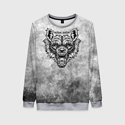 Женский свитшот Яростный волк на текстурном фоне