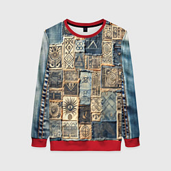 Женский свитшот Татуировки племени майя пэчворк