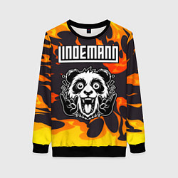 Свитшот женский Lindemann рок панда и огонь, цвет: 3D-черный
