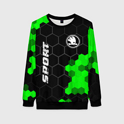 Свитшот женский Skoda green sport hexagon, цвет: 3D-черный