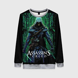 Свитшот женский Assassins creed зеленый стиль матрицы, цвет: 3D-меланж